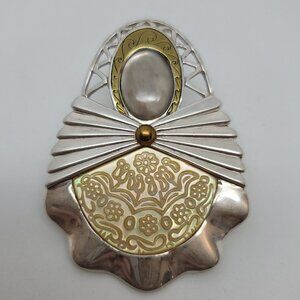 Mother of Pearl, Brass & Sterling Enhancer by Relios & Carolyn Pollack